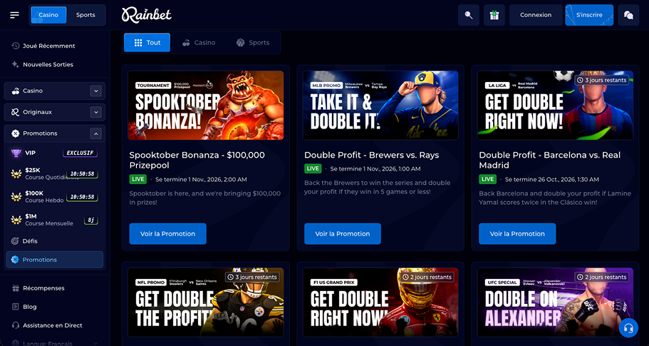 Bonus et offres promotionnelles RainBet Casino