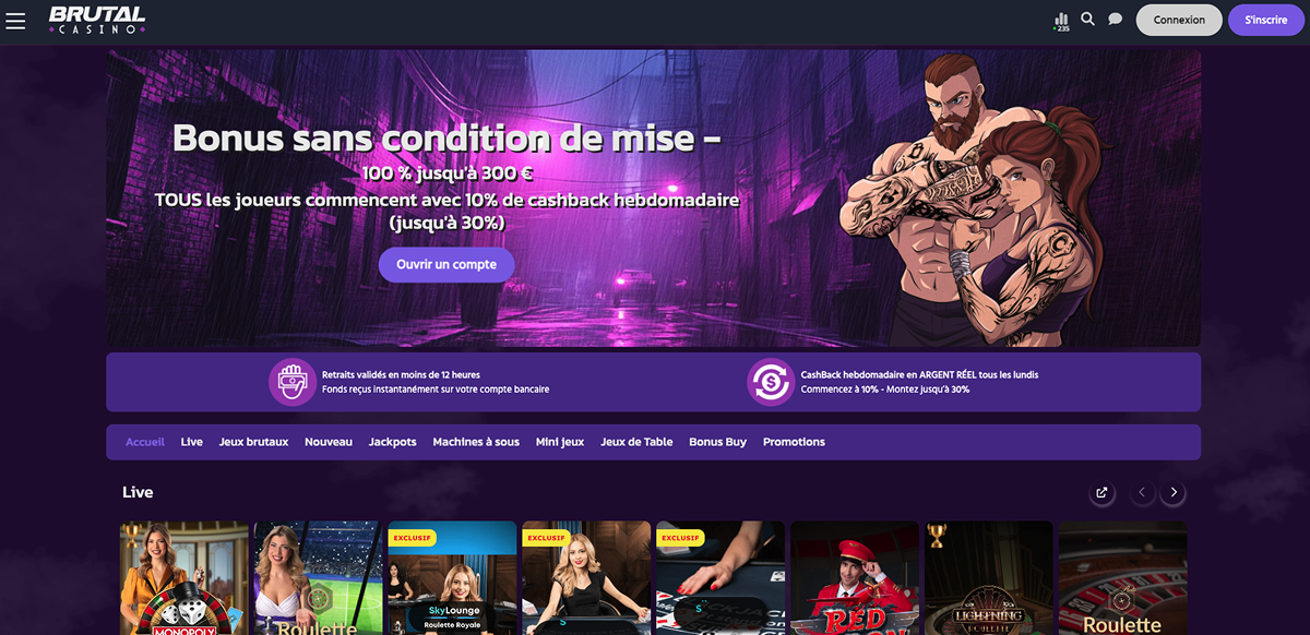 Avis sur le casino Brutal Brutal Casino Online Avis