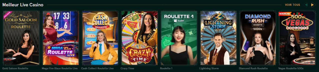 Live Jeux sur Casinia Casino Casino Casinia FR avec Croupier en Direct Jeux Pour le Plaisir