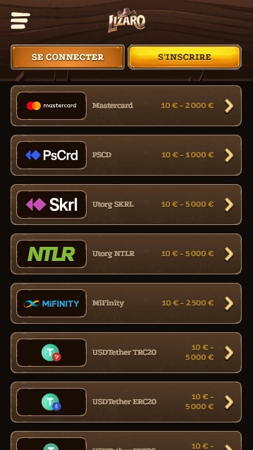 Dépôser et de Retrait des Votre Fonds sur Lizar Casino au Mon Compte