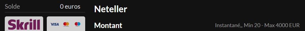 Frais de dépôt Neteller dans les casinos en ligne FR